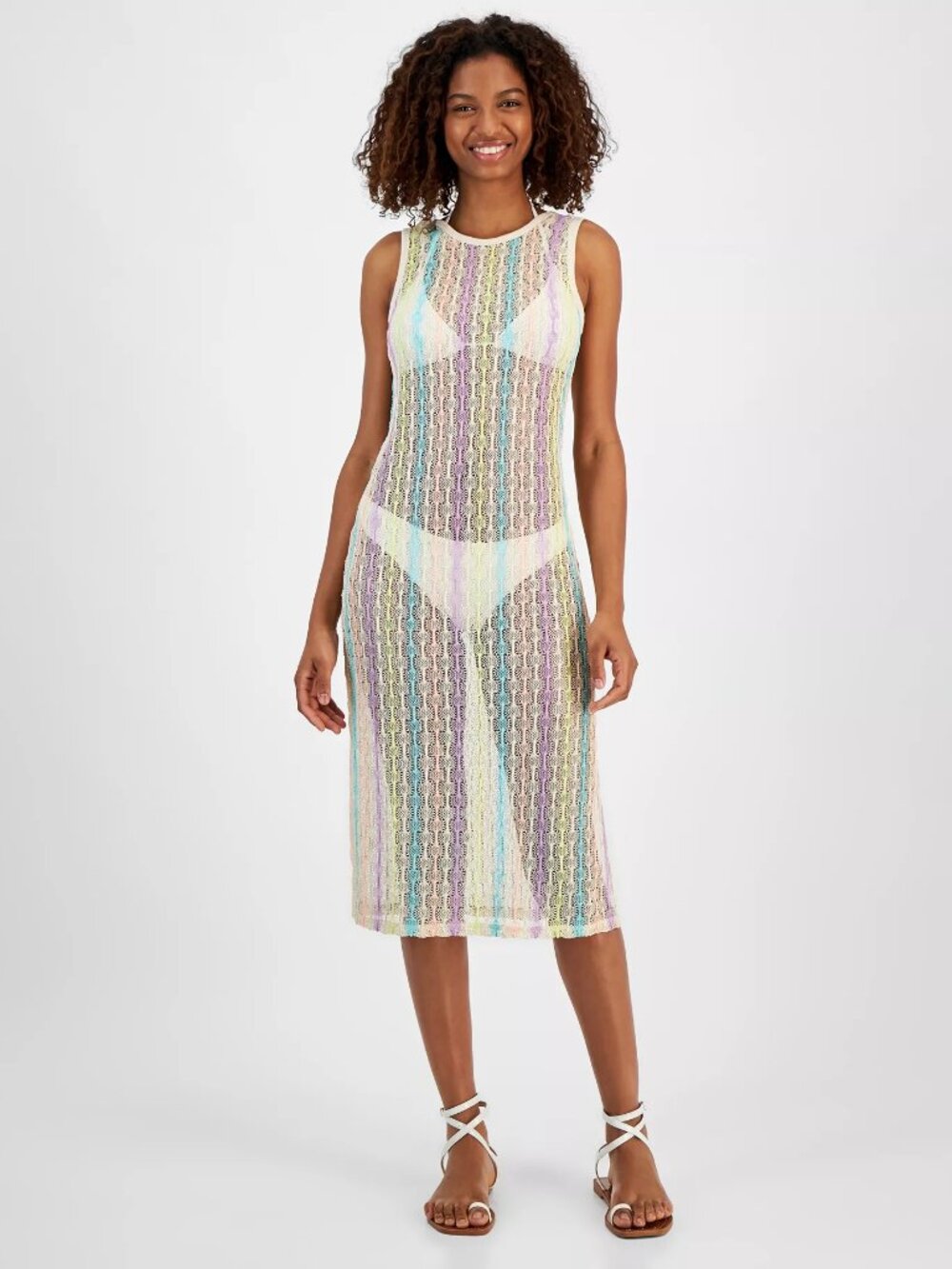 38$ Miken Juniors' Low-Back Midi Dress Swim Cover-Up Size S US Sand Dolla